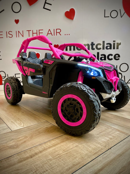 Touch TV 48 v can-am Ride On 4 WD UTV toy car electric off Road Rubber Tires remote control ages . 1-7 Hot Pink