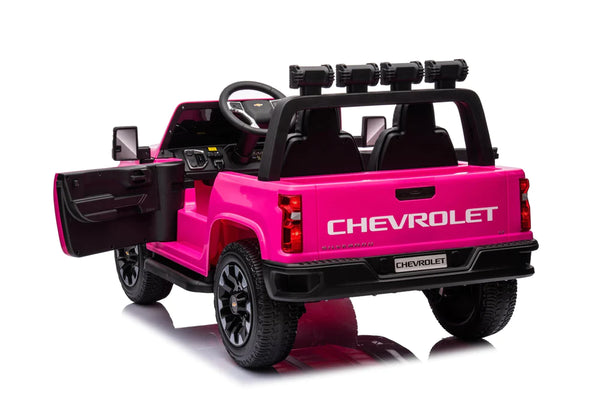 24 V Chevy Silverado with Remote Rubber Tires Leather Seat 4x4 Pink