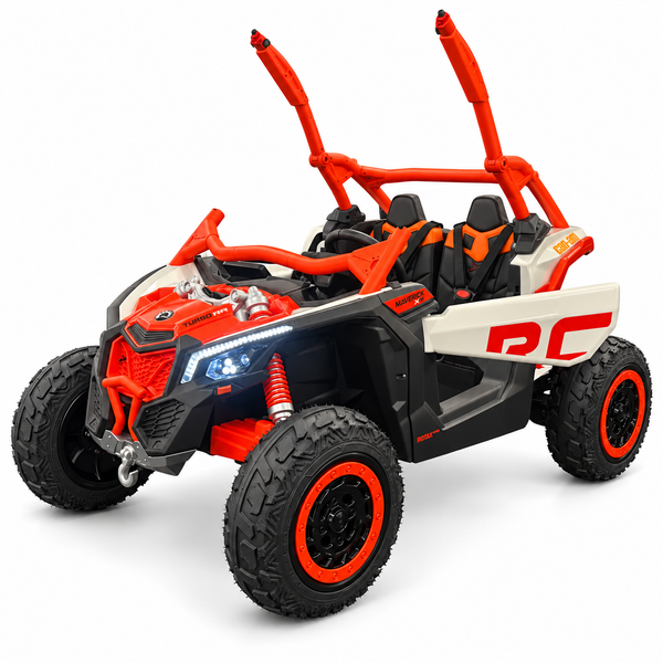 NEW ARRIVAL: ETA OCT 25th Orange Licensed Can-Am 48V Two-Seater Ride-On UTV with Real Air Tires, MP4 Touchscreen, 4WD & Parental Remote Text Alex 7143504838  pick up discounts @ California