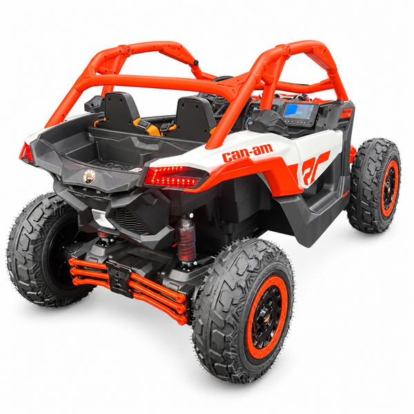 NEW ARRIVAL: ETA OCT 25th Orange Licensed Can-Am 48V Two-Seater Ride-On UTV with Real Air Tires, MP4 Touchscreen, 4WD & Parental Remote Text Alex 7143504838  pick up discounts @ California