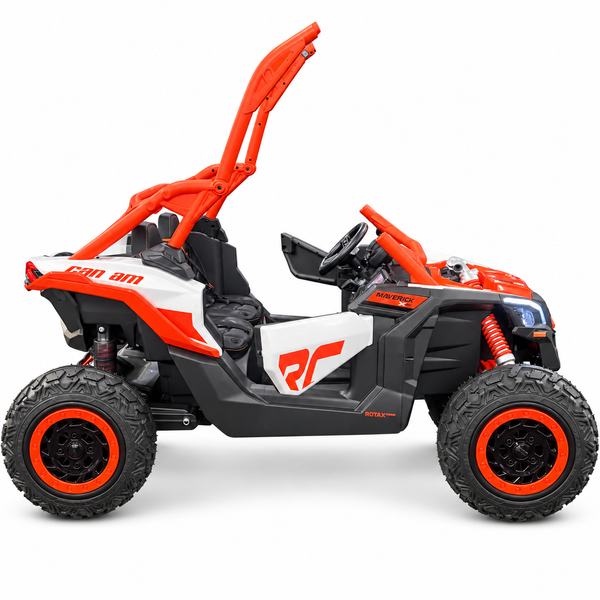 NEW ARRIVAL: ETA OCT 25th Orange Licensed Can-Am 48V Two-Seater Ride-On UTV with Real Air Tires, MP4 Touchscreen, 4WD & Parental Remote Text Alex 7143504838  pick up discounts @ California
