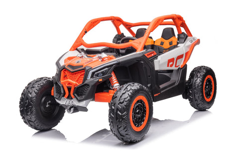 🎁 FREE ATV COVER  TOUCH SCREEN TV 48V  CAN - AM LICENSED RIDE ON CAN AM GIANT UTV TOY 2x 24v BATTERIES PARENTAL REMOTE RUBBER TIRES 4X4 LETHER SEAT 3 POINT SEAT BELT ORANGE