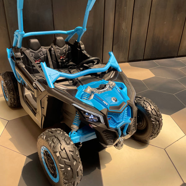 🎁 FREE ATV COVER  TOUCH SCREEN TV 48V  CAN - AM LICENSED RIDE ON CAN AM GIANT UTV TOY 2x 24v BATTERIES PARENTAL REMOTE RUBBER TIRES 4X4 LETHER SEAT 3 POINT SEAT BELT - BLUE