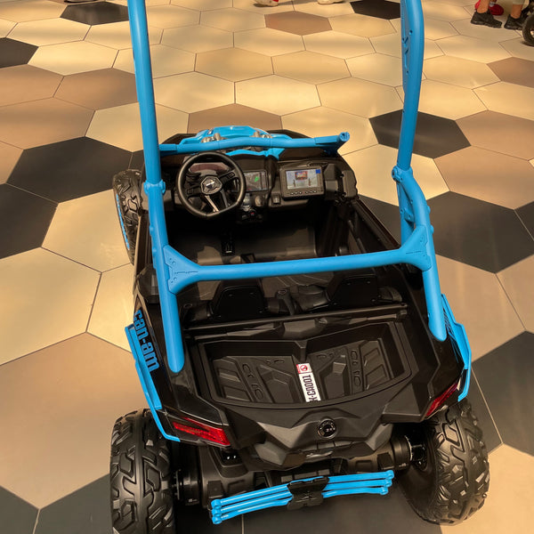 IN STOCK FREE ATV COVER  TOUCH SCREEN TV 48V  CAN - AM LICENSED RIDE ON CAN AM GIANT UTV TOY 2x 24v BATTERIES PARENTAL REMOTE RUBBER TIRES 4X4 LETHER SEAT 3 POINT SEAT BELT - BLUE LIMITED INVENTORY