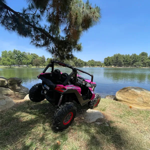 UTV MX R/C TOUCH TV , 24V , 2x12v. AGES 1-5 4x4 , UTV MX 2000 , ATV, RAZOR STYLE, PARENTAL REMOTE CONTROL OR PRESS ON PEDAL AND GO.. LEATHER SEAT , RUBBER TIRES , 4WD PINK