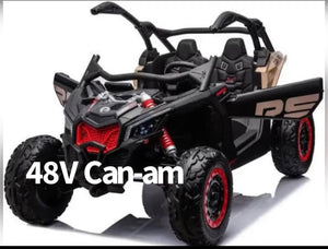 🎁 FREE ATV COVER  TOUCH SCREEN TV 48V  CAN - AM LICENSED RIDE ON CAN AM GIANT UTV TOY 2x 24v BATTERIES PARENTAL REMOTE RUBBER TIRES 4X4 LETHER SEAT 3 POINT SEAT BELT BLACK