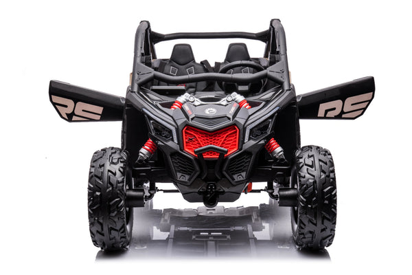 IN STOCK FREE ATV COVER  TOUCH SCREEN TV 48V  CAN - AM LICENSED RIDE ON CAN AM GIANT UTV TOY 2x 24v BATTERIES PARENTAL REMOTE RUBBER TIRES 4X4 LETHER SEAT 3 POINT SEAT BELT - BLACK/ TAN LIMITED INVENTORY