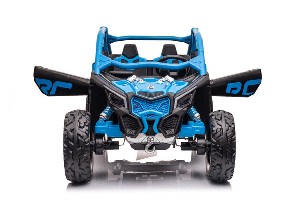 IN STOCK FREE ATV COVER  TOUCH SCREEN TV 48V  CAN - AM LICENSED RIDE ON CAN AM GIANT UTV TOY 2x 24v BATTERIES PARENTAL REMOTE RUBBER TIRES 4X4 LETHER SEAT 3 POINT SEAT BELT - BLUE LIMITED INVENTORY