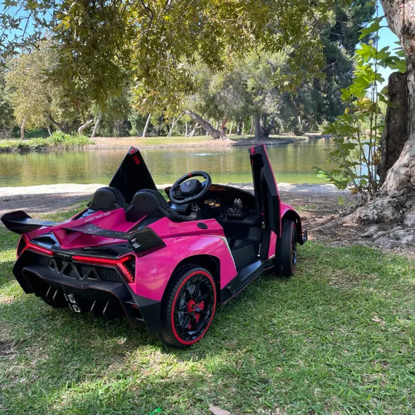 💯 Free Shipping 
LICENSED LAMBORGHINI 2 SEAT VENENO 24 VOLT 4 MOTORS WITH TOUCH SCREEN TV AND REMOTE OVER-RIDE PAINTED PINK